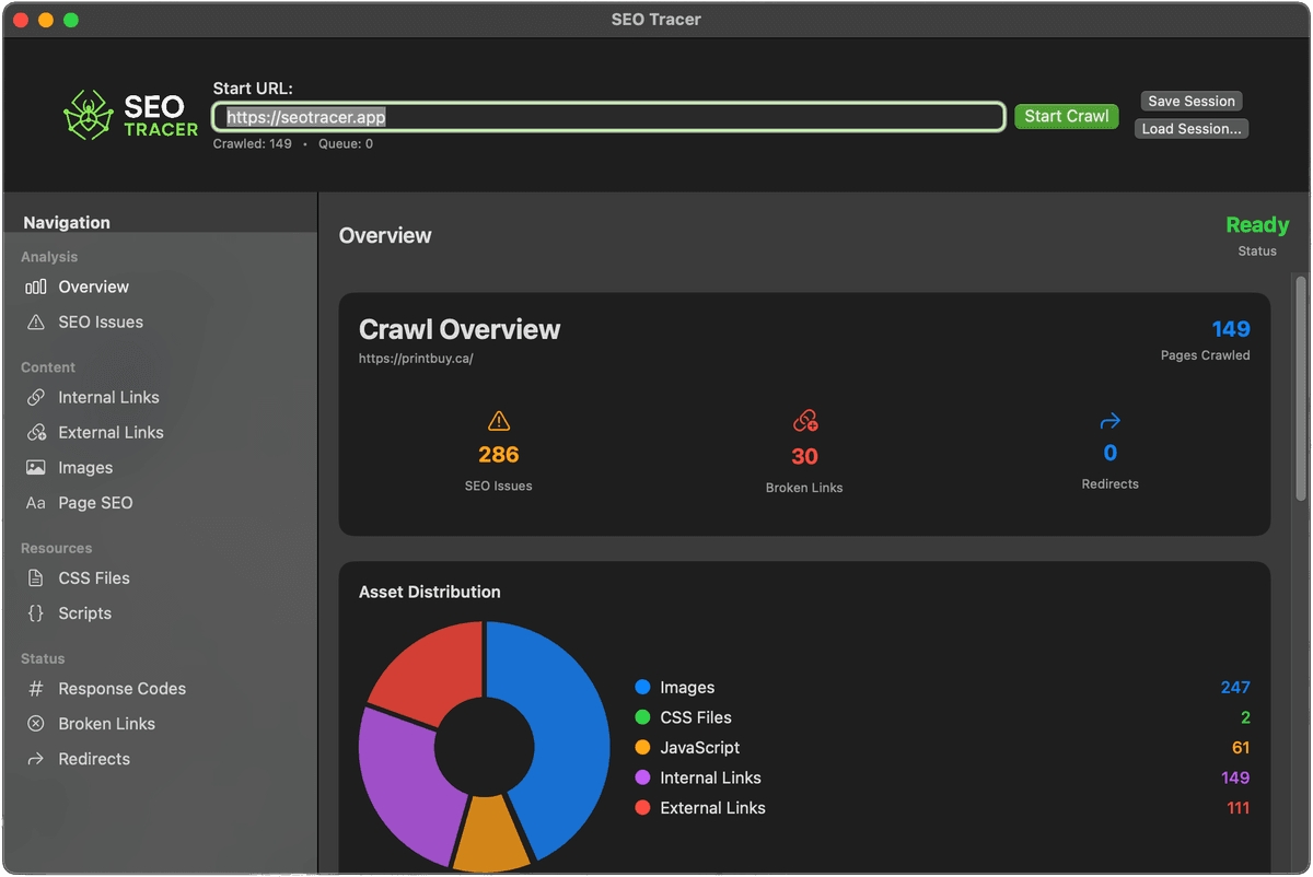 SEOTracer App Interface